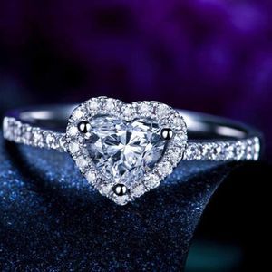 2 Carat Heart Shaped Cubic Zircon Simulated Diamond Solitaire Style Wedding Ring